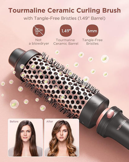 Wavytalk 5 in 1 Curling Iron Set with Curling Brush and 4 Interchangeable Ceramic Curling Wand (0.35"-1.25”), Instant Heat Up, Dual Voltage Hair Curler