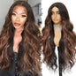 Balayage Brown 4x1 Pre Cut Lace Synthetic Lace Front Wig with Baby Hair Heat Friendly Body Wave Ombre Wig for Women 30 Inch Glueless Ready to Wear Synthetic Hair