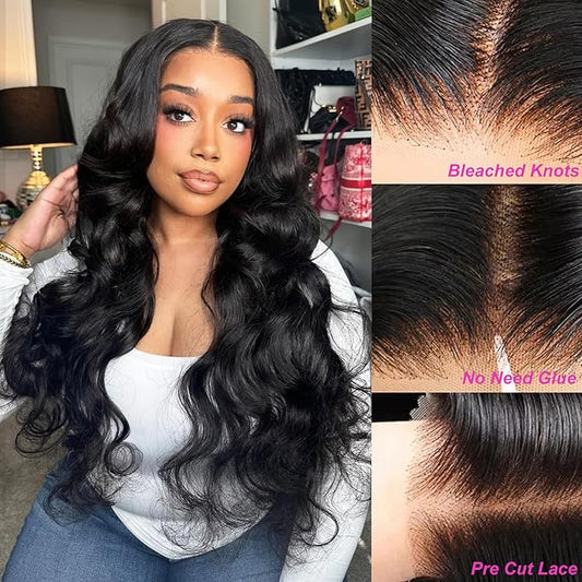 Body Wave Lace Front Wigs Human Hair Pre Plucked 180% Density 4x4 Lace Closure Wigs Human Hair for Black Women Glueless Wig 18 Inch