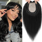 Hair Toppers for Women Real Human Hair, 360° 3D Toppers Pieces for Women with Thinning Crown Wispy Bangs 16 Inch Upgrade Big Basement (Black, 16 Inch Wispy Bangs)