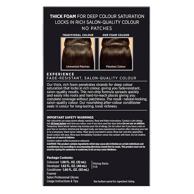 John Frieda Precision Foam Colour, Medium Natural Brown 5N, Full-coverage Hair Color Kit, Anti-Fade Gray Coverage, Deep Color Saturation Hair Dye, 1 Application