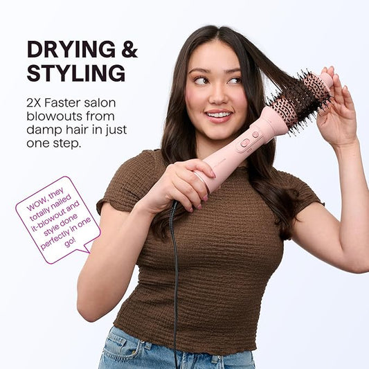 Blow Dryer Brush Set, Wavytalk Air Sculpt 5-in-1 Hot Air Brush Set, Multi Hair Styler for Salon Blowouts, Smooth Curls, Volumizing and Straightening, Sleek and Less Frizz, Pink