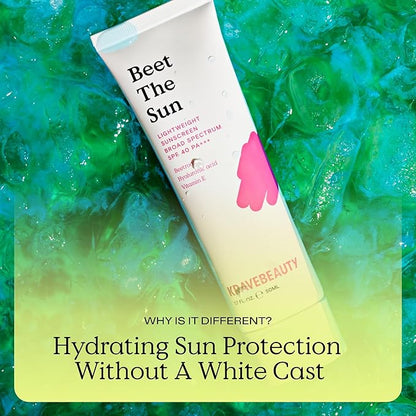 KraveBeauty Beet The Sun SPF 40 PA+++ Broad Spectrum Sunscreen Duo, Daily Non-Greasy Chemical SPF Duo, No White Cast or Pilling, For All Skin Types, Vegan & Cruelty Free, 1.7 fl oz x2