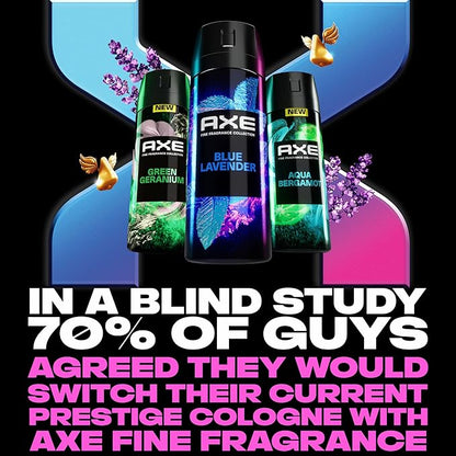 AXE Fine Fragrance Collection Premium Deodorant Body Spray for Men Blue Lavender 3 Count with 72H Odor Protection and Freshness Infused with Lavender, Mint, and Amber Essential Oils 4 oz