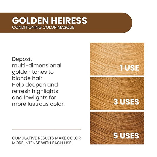 ALOXXI InstaBoost BROWN Color Depositing Conditioner Mask – Instant Temporary Hair Color Dye - Hair Color Masque for Deep Conditioning (Golden Heiress), 6.8 Fl Oz