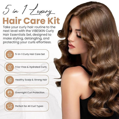 Curly Hair Essentials Set - Mist Spray Bottle For Styling, Detangler Brush, Scalp Massager For Hair Growth, Silicone Scrubber, Turban Towel For Women, Microfiber Wrap, Satin Sleeping Bonnet