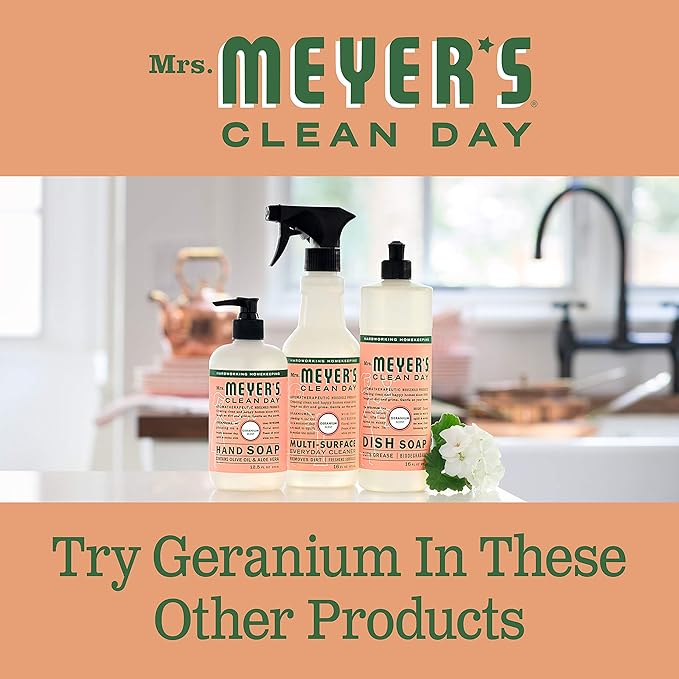 MRS. MEYER'S CLEAN DAY Hand Soap, Made with Essential Oils, Biodegradable Formula, Geranium, 12.5 fl. oz - Pack of 3