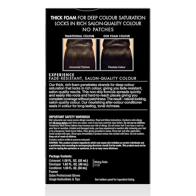 John Frieda Precision Foam Colour, Dark Cool Espresso Brown, Full-Coverage Hair Color Kit, Anti-Fade Gray Coverage, Deep Color Saturation Hair Dye, 1 Application