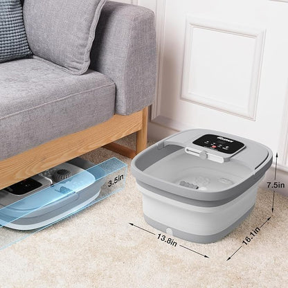 HOSPAN Collapsible Foot Spa with Heat, Bubble, Red Light, and Temperature Control, Foot Bath Massager with 8 Shiatsu Massage Rollers, Pedicure Foot Spa for Relaxation and Stress Relief