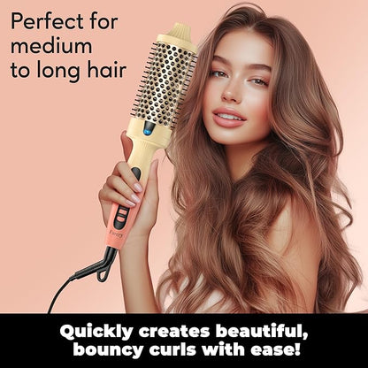 1.77-Inch Thermal Brush - Ceramic Ionic Heated Round Brush for 90's Full-Bodied Style, Volumizing, Smooth Hair & Natural Curls, Dual MCH Heating, Digital Display, 9 Temperature, Dual Voltage