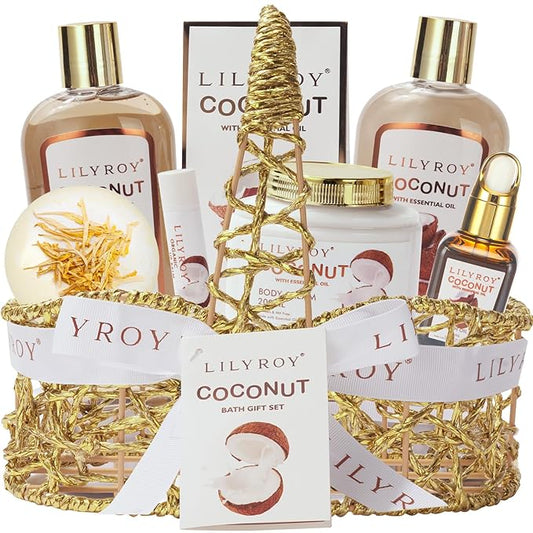 Mothers Day Gifts for Mom - 8-Piece Luxury Bath & Body Gift Set for Women, Self Care Kit, Spa Gift Baskets with Bath Bomb | Perfect Christmas, Birthday Gifts for Her, All Occasion Holiday Present