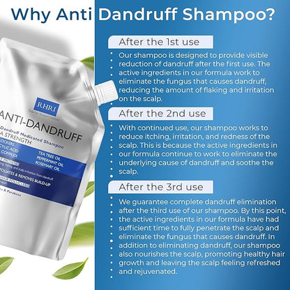 Anti Dandruff Shampoo Anti Fungal Dandruff Mens Shampoo | Medicated, Clarifying, Psoriasis & Biotin Shampoo w/Salicylic Acid | For Dry, Itchy, Flaky, Irritated Scalp & Hair