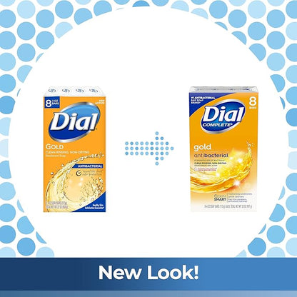 Dial Antibacterial Deodorant Bar Soap, Advanced Clean, Gold, 4 Oz, 32 Bars