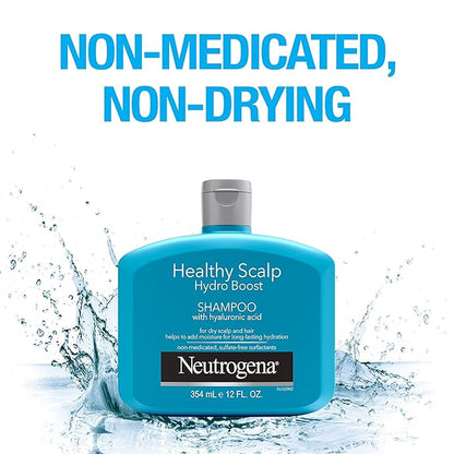 Neutrogena Moisturizing Healthy Scalp Hydro Boost Shampoo for Dry Hair and Scalp, with Hydrating Hyaluronic Acid, pH-Balanced, Paraben & Phthalate-Free, Color-Safe, 12 fl oz