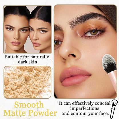 Lightweight Setting Powder,Waterproof Oil Control Translucent Face Powder,Smooth Puff（Natural Color）