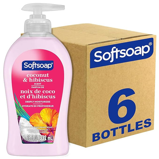 Softsoap Coconut & Hibiscus Scent Hydrating Liquid Hand Soap, Liquid Hand Soap, 11.25 Fl Oz (Pack of 6)