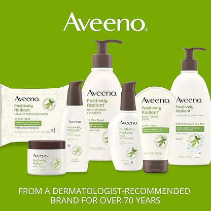 Aveeno Positively Radiant Daily Face Moisturizer with SPF 15 Sunscreen, Hydrating Facial Moisturizer with Soy Extract to Improve Skin Tone and Texture, Hypoallergenic Formula, Oil-Free, 4 FL OZ
