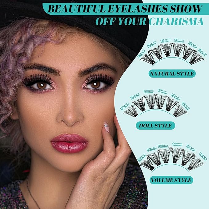 Lash Extension Kit 320Pcs,DIY Individual Lashes Clusters Kit,Lash Bond And Seal,Lash Remover For Eyelashes Extensions,Lash Applicator Tool For False Eyelash Cluster Kit At Home(50D,D-Mix9-16mm Kit)