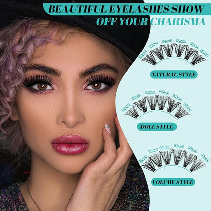 Lash Extension Kit 320Pcs,DIY Individual Lashes Clusters Kit,Lash Bond And Seal,Lash Remover For Eyelashes Extensions,Lash Applicator Tool For False Eyelash Cluster Kit At Home(50D,D-Mix9-16mm Kit)