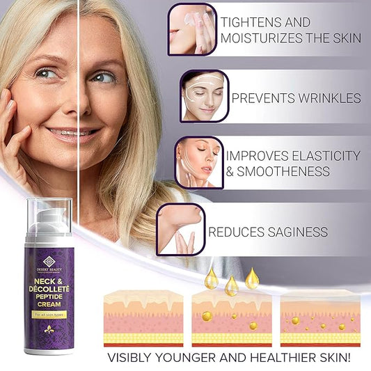 Neck Firming Cream, Anti Aging Moisturizer for Neck & Décolleté (3.38 oz / 100ml Large Bottle) | Advanced Stem Cell + Collagen Formula For Tightening & Lifting Sagging Skin