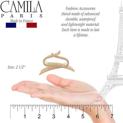 Camila Paris CP3095 French Two Sides Interlocking Comb, Beige, for Ponytail or Hair updo, Strong Hold Grip Hair Clips for Women, No Slip Durable Styling Girls Hair Accessories, Made in France