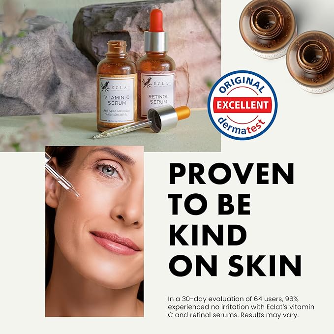 Eclat Skincare Face Serum Set - Vitamin C Serum for Radiance, Retinol Serum for Wrinkles