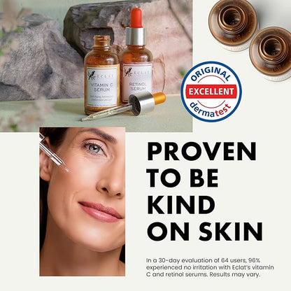 Eclat Skincare Face Serum Set - Vitamin C Serum for Radiance, Retinol Serum for Wrinkles