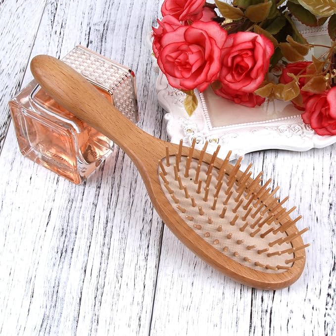 Wooden Bristle Hair Brush - Stimulating Scalp Massage for Hair Growth, Ideal Gift for All Hair Types
