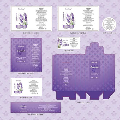 Mother's Day Gift for Mom Spa Gift Baskets for Women Bath lavender gifts spa gift set Basket For Women & Men, Luxury Self Care Home Spa Kit Lavender Bath Gift Basket 20Pcs Bath Gift Set