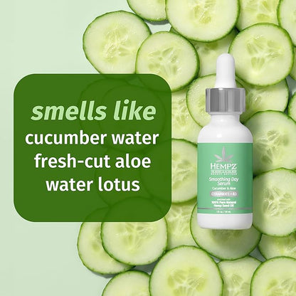 Hempz Cucumber Aloe, Facial Serum, Beauty Actives with Cermanides for dry to normal skin, for men and women, 1oz