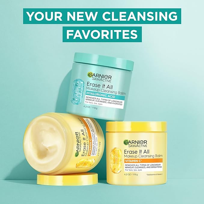 Garnier Erase It All Makeup Cleansing Balm with Hyaluronic Acid, Replumping Facial Cleanser and Makeup Remover, 4.2 Oz