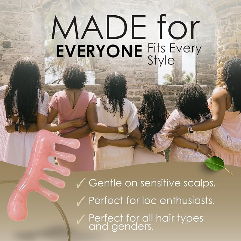 Loc Comb - Scalp Massager | Gua Sha Hair Care Inspired Wide Tooth Comb for Curls - Head Massager for Hair Growth, Hair Detangler for Women, Men By NVLX LABS