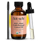 Kitsch Organic Castor Oil For Hair Growth, Castor Oil Organic Cold Pressed Unrefined Glass Bottle, 100% Pure, For Face, Skin, Lashes, Brows, Scalp, Nails & Belly Button, Hexane Free, USDA - 2oz