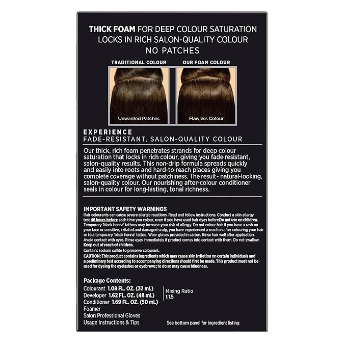 John Frieda Precision Foam Colour, Dark Natural Brown 4N, Full-coverage Hair Color Kit, Anti-Fade Gray Coverage, Deep Color Saturation Hair Dye, 1 Application