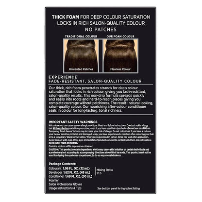 John Frieda Precision Foam Colour, Dark Natural Brown 4N, Full-coverage Hair Color Kit, Anti-Fade Gray Coverage, Deep Color Saturation Hair Dye, 1 Application