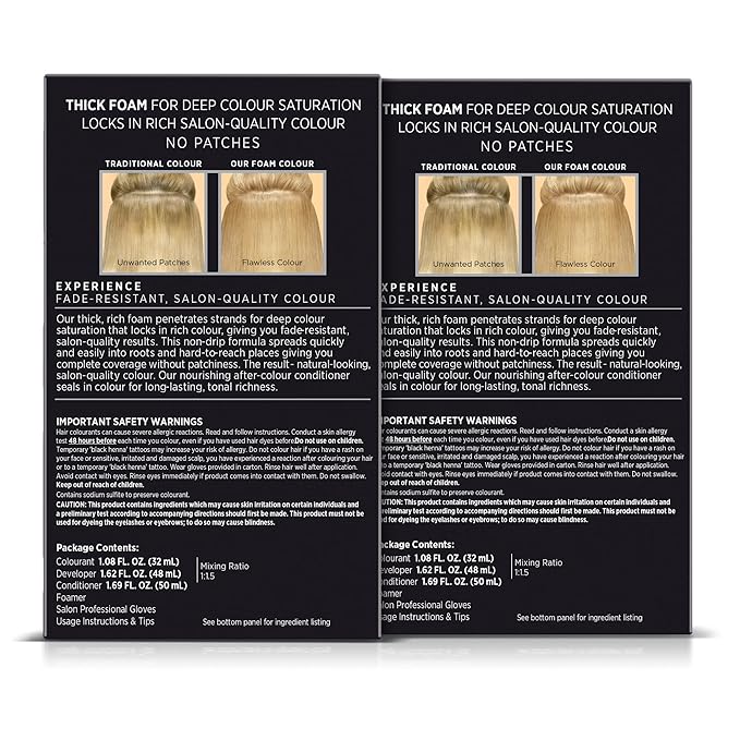 John Frieda Precision Foam Colour, Light Natural Blonde 9N, Full-coverage Hair Color Kit, Anti-Fade Gray Coverage, Deep Color Saturation Hair Dye, Pack of 2
