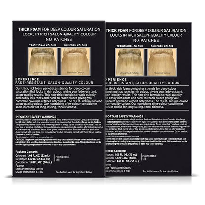 John Frieda Precision Foam Colour, Light Natural Blonde 9N, Full-coverage Hair Color Kit, Anti-Fade Gray Coverage, Deep Color Saturation Hair Dye, Pack of 2