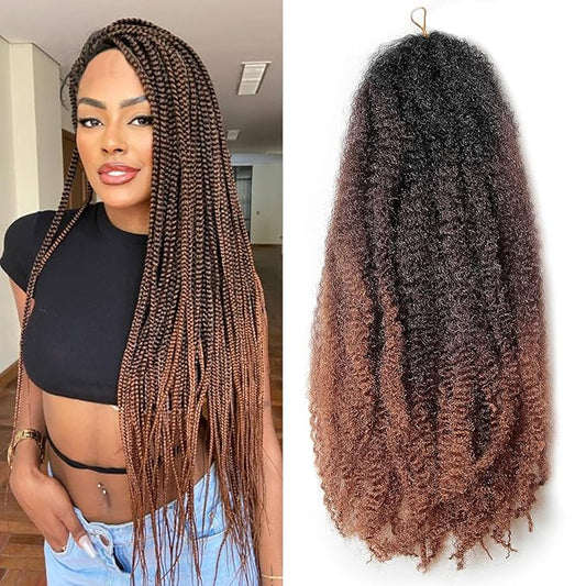 Marley Twist Braiding Hair 18 Inch 8 Packs – Long-Lasting Marley Hair, Fluffy&Tangle-Free Cuban Twist Hair for Braiding, Natural Look Synthetic Spring Afro Kinky Twist Hair Extensions (T1B/4/30)