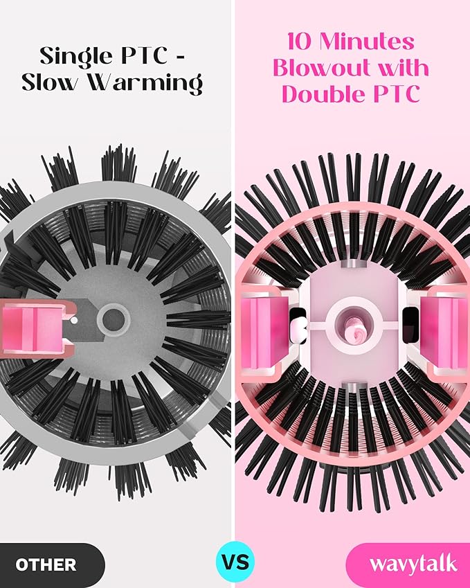 Wavytalk Blowout Boost Thermal Brush, 1.5 inch Heated Round Brush Curling Iron for Blowout Look, Dual Voltage, Ceramic Tourmaline, Ionic Technology, 5 Temperature Settings