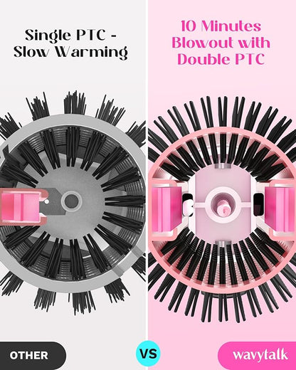 Wavytalk Blowout Boost Thermal Brush, 1.5 inch Heated Round Brush Curling Iron for Blowout Look, Dual Voltage, Ceramic Tourmaline, Ionic Technology, 5 Temperature Settings