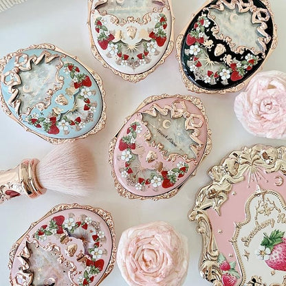 Flower Knows Strawberry Rococo Embossed Blush;Pink Matte Finish;Buildable & Blendable Powder Blush for cheeks,Natural Flush for All Skin Tones(03 Classic Ballet, 5g)
