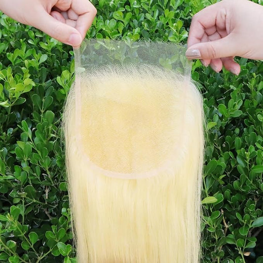 IDN BEAUTY SKINLIKE REAL HD 5X5 Lace Closure Human Hair Scalp-Simulating 0.1mm Ultra Thin HD Closure Pre Bleached Single Knots Pre Plucked Clean Natural Hairlin #613 Blonde ST 18 Inch