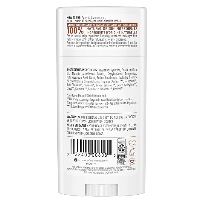 Schmidt's Aluminum-Free Vegan Deodorant Sandalwood & Citrus 4 Count for Women and Men, with 24 Hour Odor Protection, Natural Ingredients, Cruelty-Free, 2.65 oz