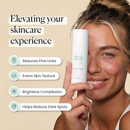 Qure All In One Hyaluronic Acid Serum for Face, Facial Serum With Niacinamides, Retinol, Lactic & Mandelic Acid, Bakuchiol, Peptides & Vitamin C Formulated For Fine Lines & Wrinkles