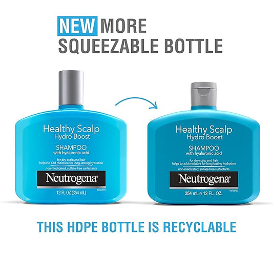Neutrogena Moisturizing Healthy Scalp Hydro Boost Shampoo for Dry Hair and Scalp, with Hydrating Hyaluronic Acid, pH-Balanced, Paraben & Phthalate-Free, Color-Safe, 12 fl oz