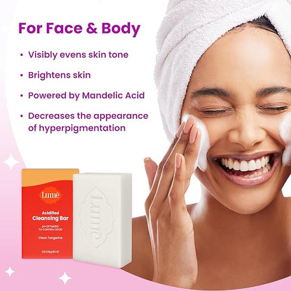 Lume Acidified Body Cleansing Bar - 24 Hour Odor Control - Removes Odor Better than Soap - Moisturizing Formula - Formulated Without SLS orParabens - OB/GYN Developed - 5 ounce (Clean Tangerine)