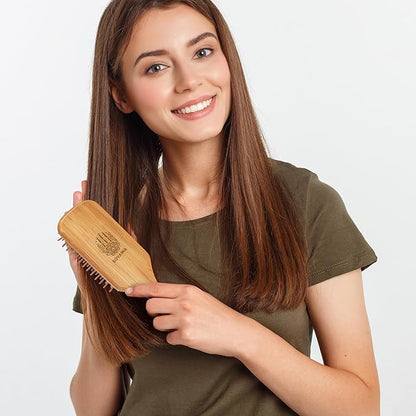 Sovanna Bamboo-Vegan Hairbrush, Fast Hairgrowth, Anti-Static Paddle Brush for All Hair Types, Plastic-Free