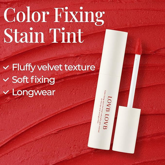 Color Fixing Stain Tint 0.17 oz. | Blur Velvet | Lightweight | Smudge-Resistant | Non-Drying, Smooth Matte Formula (01 RED RED)