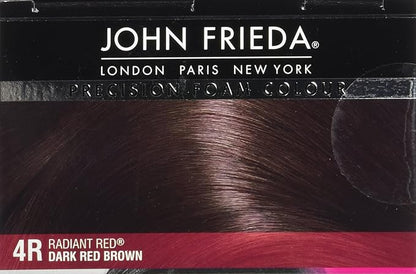 John Frieda Precision Foam Colour, Dark Red Brown 4R, Full-Coverage Hair Color Kit, Anti-Fade Gray Coverage, Deep Color Saturation Hair Dye, 1 Application