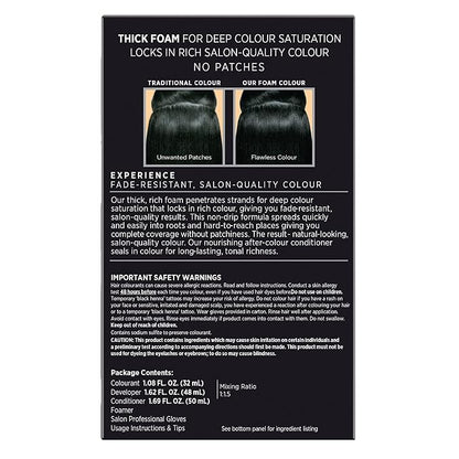 John Frieda Precision Foam Colour, Blue Black 2A, Full-coverage Hair Color Kit, Anti-Fade Gray Coverage, Deep Color Saturation Hair Dye, 1 Application